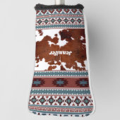 Boho Western Koeienhuid Patroonnaam Golfheadcover (Draai 90)