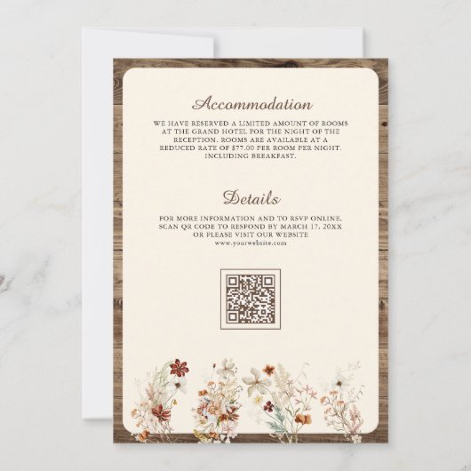 Boho Western Paar Rijden Paard QR Code Huwelijk Kaart (Achterkant)