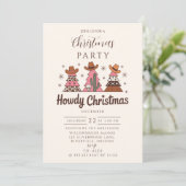 Boho Western Pink Cowgirl Christmas Kaart (Staand voorkant)