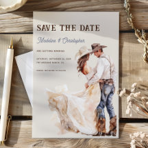 Boho Western Ranch Bruiloft Save the Date