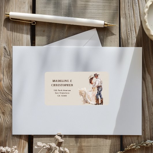 Boho Western Ranch Trouwretouradres Etiket
