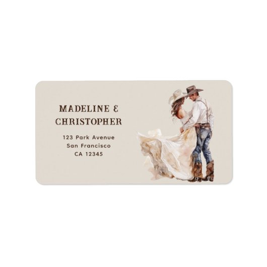 Boho Western Rancn Bruiloft Retouradres Etiket (Voorkant)