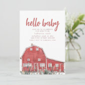 Boho Western Red Barn Thema Baby shower Uitnodigin Kaart (Staand voorkant)