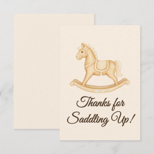 Boho Western Rocking Horse Baby shower Bedankkaart (Voorkant / Achterkant)