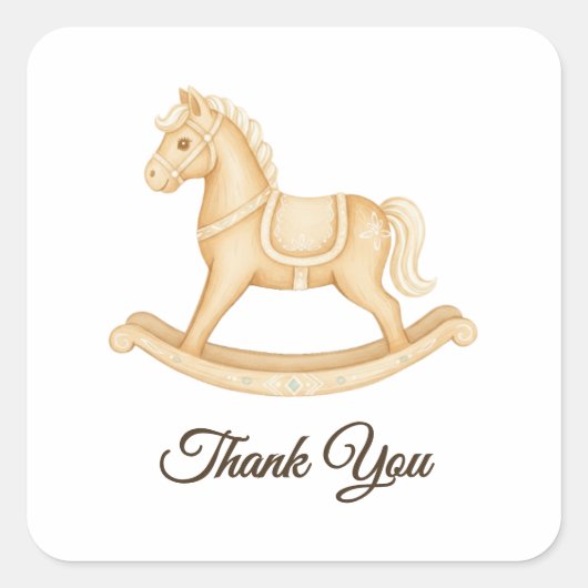 Boho Western Rocking Horse Baby shower Bedankt Vierkante Sticker (Voorkant)