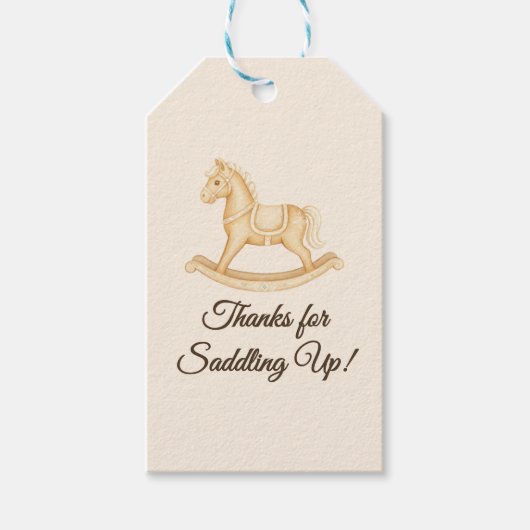 Boho Western Rocking Horse Baby shower Cadeaulabel (Voorkant)