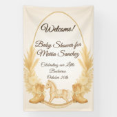 Boho Western Rocking Horse Baby shower Welkom Spandoek (Verticaal)