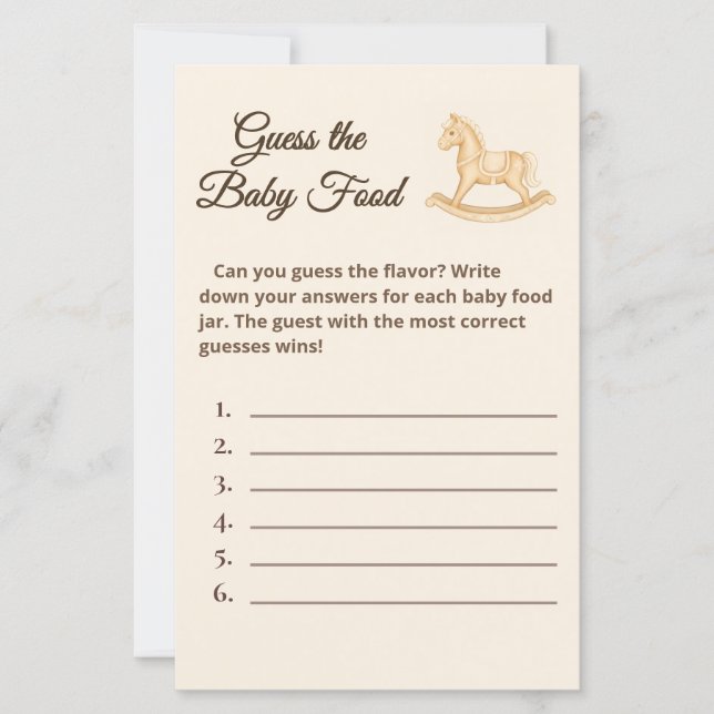 Boho Western Rocking Horse Guess The Food Game (Voorkant)