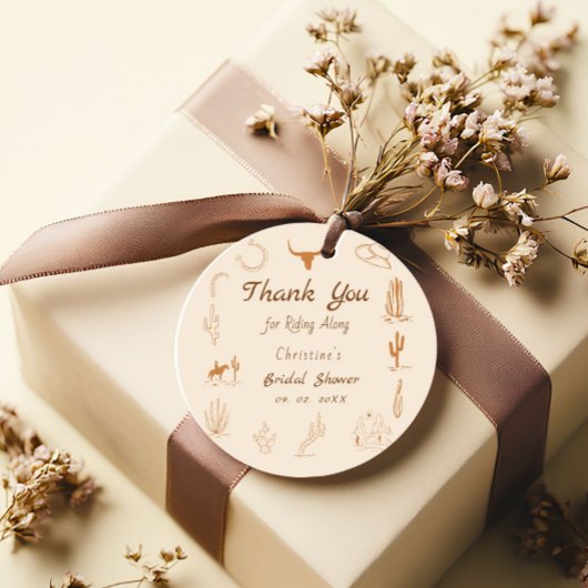 Boho Western Saddle up Cowboy Bruiloft feestje Bedankjes Labels