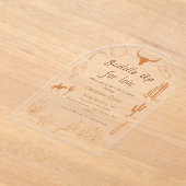 Boho Western Saddle up Cowboy Vrijgezellenfeest Acryl Uitnodigingen (Laagn)