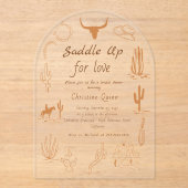 Boho Western Saddle up Cowboy Vrijgezellenfeest Acryl Uitnodigingen (Voorkant)