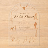 Boho Western Saddle up Cowboy Vrijgezellenfeest In Acryl Uitnodigingen (Voorkant)