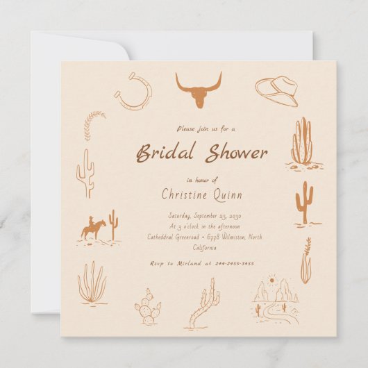 Boho Western Saddle up Cowboy Vrijgezellenfeest In Kaart (Voorkant)