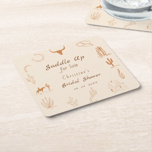 Boho Western Saddle up Cowboy Vrijgezellenfeest Kartonnen Onderzetters (Schuin)