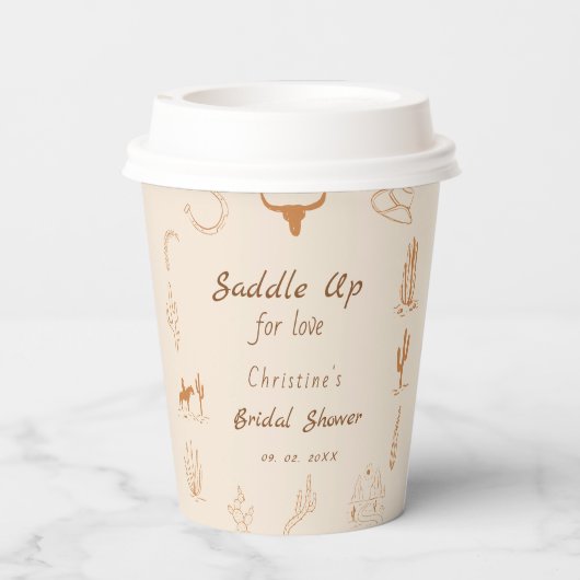 Boho Western Saddle up Cowboy Vrijgezellenfeest Papieren Bekers (Achterkant)