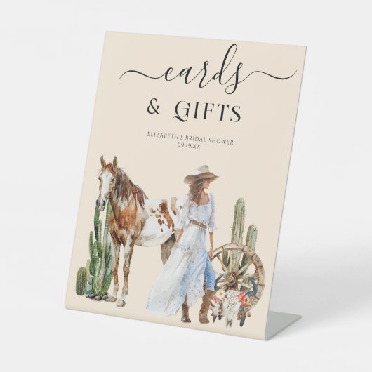 Boho Western Vrijgezellenfeest | Kaarten & Cadeaus Reclamebord Met Voetstuk (Voorkant)