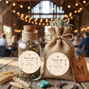 Boho Western Zadel op Cowboy Bruids douche Vierkante Sticker