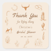 Boho Western Zadel op Cowboy Bruids douche Vierkante Sticker (Voorkant)