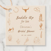 Boho Western Zadel op Cowboy Bruids-shower Bedankjes Labels (Voorkant)