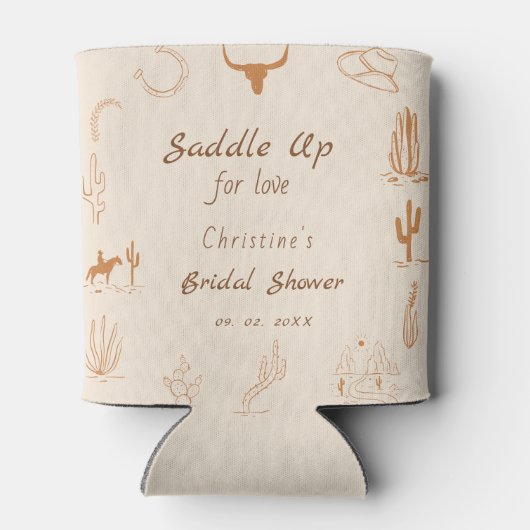 Boho Western Zadel op Cowboy Bruidsdouche Blikjeskoeler (Achterkant)