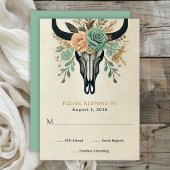Boho Westerne Bloemenstier Koe Schedel Wedding RSVP Kaartje