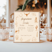 Boho Westerne bruiloft bar menu, drink bruiloft Po Poster