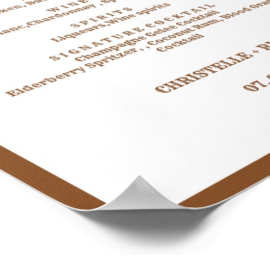 Boho Westerne bruiloft bar menu, drink bruiloft Poster (Hoek)