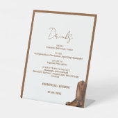 Boho Westerne bruiloft bar menu, drink bruiloft Reclamebord Met Voetstuk (Voorkant)