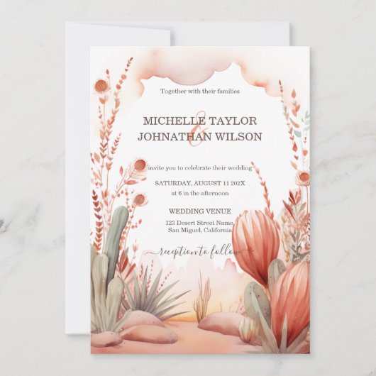 Boho Westerne Canyon Mexicaanse cactus woestijn Kaart (Voorkant)