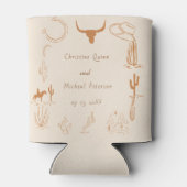 Boho Westerne Cowboy Illustratie Trouwen Blikjeskoeler (Achterkant)