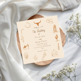 Boho Westerne Cowboy Illustratie Trouwen Kaart