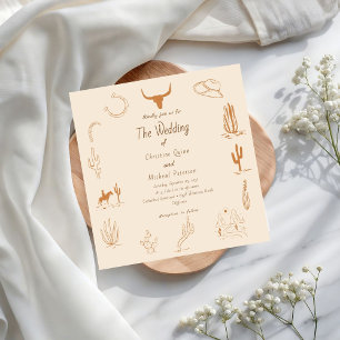 Boho Westerne Cowboy Illustratie Trouwen Kaart