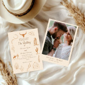 Boho Westerne Cowboy Illustratie Trouwen Kaart