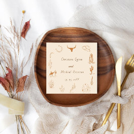 Boho Westerne Cowboy Illustratie Trouwen Servet