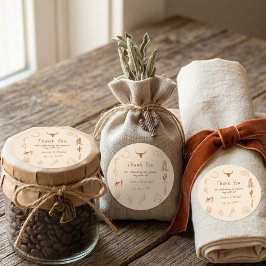 Boho Westerne Cowboy Illustratie Trouwen Vierkante Sticker