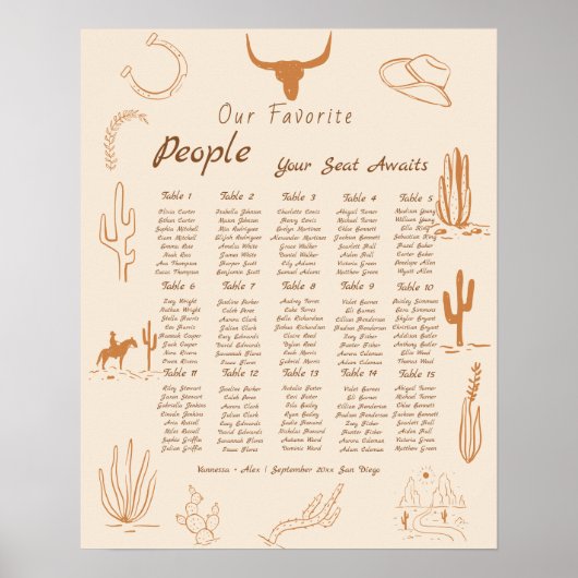 Boho Westerne Favoriete Mensen Trouwstoel Grafiek Poster (Voorkant)