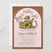 Boho Westerne gitaar zonnebloem 100ste verjaardags Kaart (Voorkant)