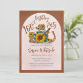 Boho Westerne gitaar zonnebloem 100ste verjaardags Kaart (Staand voorkant)