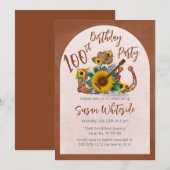 Boho Westerne gitaar zonnebloem 100ste verjaardags Kaart (Voorkant / Achterkant)