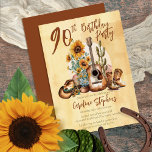 Boho Westerne gitaar zonnebloemen 90e verjaardagsf Kaart<br><div class="desc">Introductie van onze betoverende Boho Westerne gitaar en zonnebloemen Verjaardagsfeestuitnodiging! Maak je klaar om de rustieke charme en vrijgevochten vibes te omarmen van een feest dat het beste van bohemien en westerne esthetiek combineert. Dit boeiende ontwerp is perfect voor diegenen die op zoek zijn naar een unieke en gedenkwaardige verjaardagservaring....</div>
