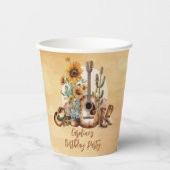 Boho Westerne gitaar Zonnebloemen Verjaardagsfeest Papieren Bekers (Voorkant)