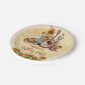 Boho Westerne gitaar Zonnebloemen Verjaardagsfeest Papieren Bordje (Gekanteld)