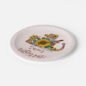 Boho Westerne gitaar Zonnebloemen Verjaardagsfeest Papieren Bordje (Gekanteld)