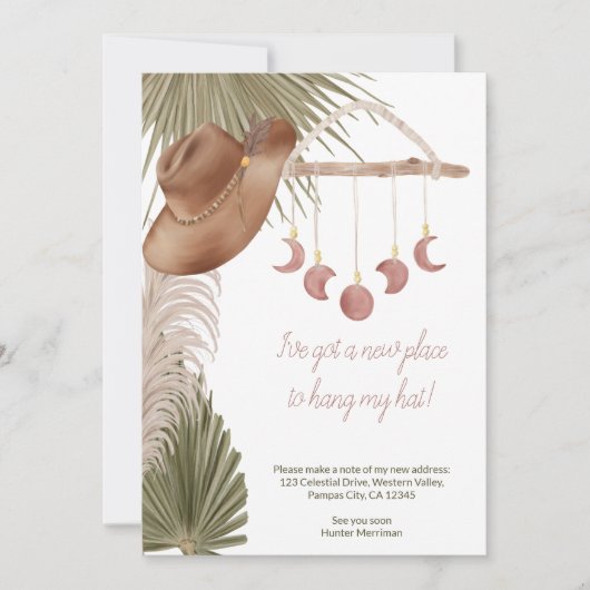 Boho Westerne Nieuwe Plaats om Pet te hangen Beweg Aankondiging (Voorkant)
