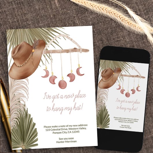 Boho Westerne Nieuwe Plaats om Pet te hangen Beweg Aankondiging