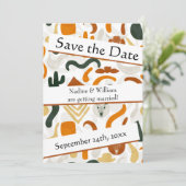 Boho westerne QR code woestijn cowboy cactus stier Save The Date (Staand voorkant)