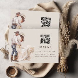 Boho Westerne Ranch Wedding QR Code RSVP-kaart RSVP Kaartje