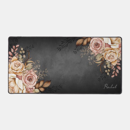 Boho Westerne Stijl Waterverf Bloemen Monogram Bureaumat (Voorkant)