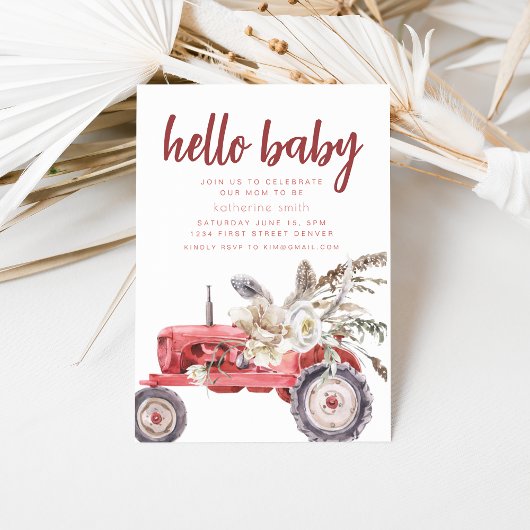 Boho Westerne Tractor Thema Baby shower Uitnodigin Kaart
