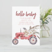 Boho Westerne Tractor Thema Baby shower Uitnodigin Kaart (Staand voorkant)